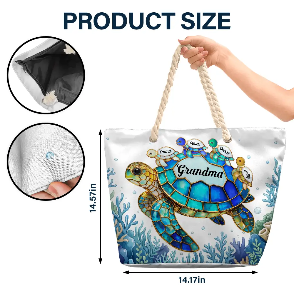 Turtle Mom Grandma - Personalized Beach Bag - Image 5