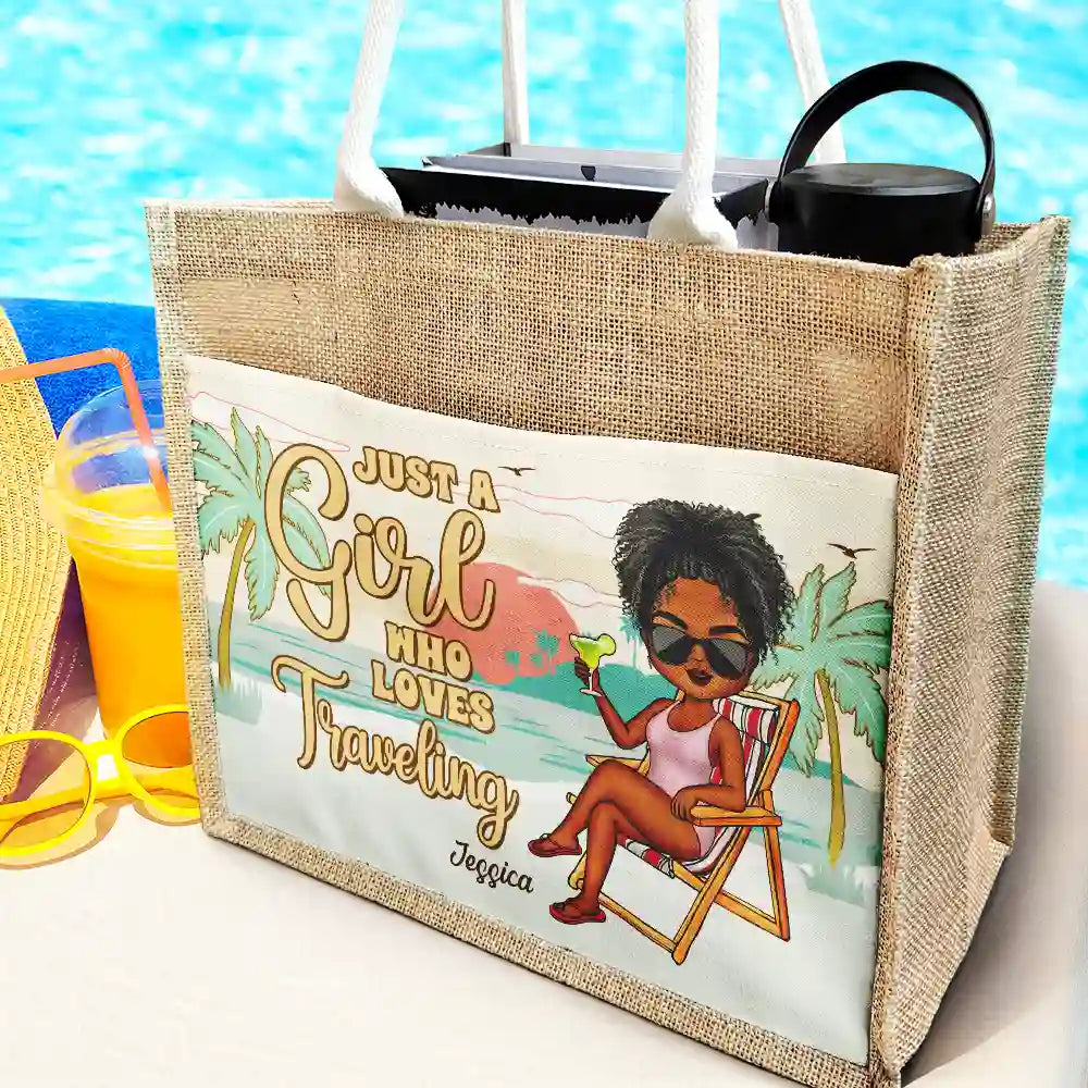 The Beach Is Calling And I Must Go - Personalized Jute Tote Bag - Image 2