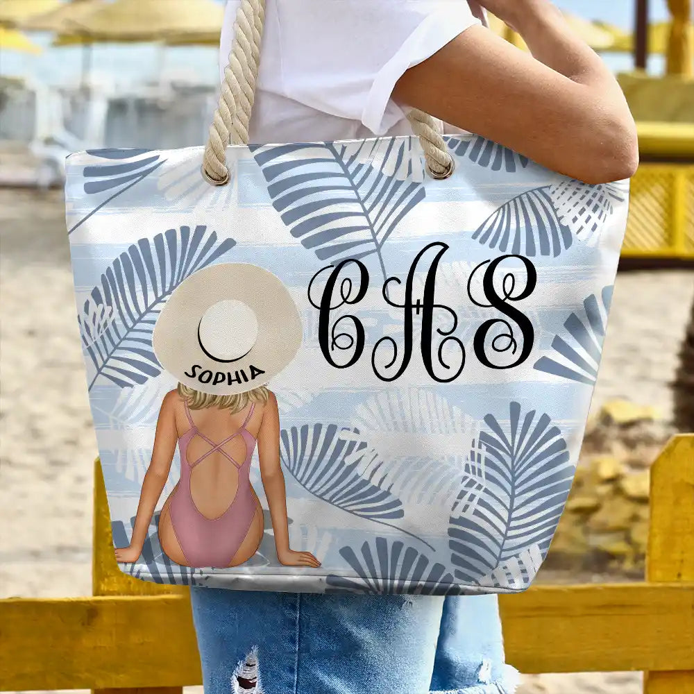 Vine Monogram Girls Beach Trip - Personalized Beach Bag - Image 3