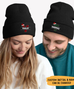 Alternative view of Christmas Alphabet, Couple Beanie, Personalized Custom Embroidered Beanie, Christmas Gifts
