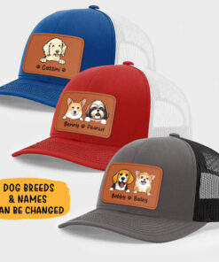 Alternative view of Custom Dog Name, Personalized Trucker Leather Patch Hat, Gifts For Dog Lovers