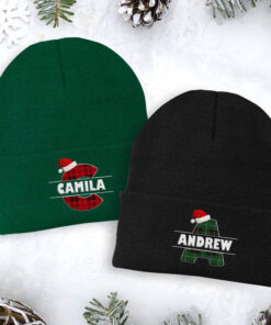 Christmas Alphabet, Couple Beanie, Personalized Custom Embroidered Beanie, Christmas Gifts